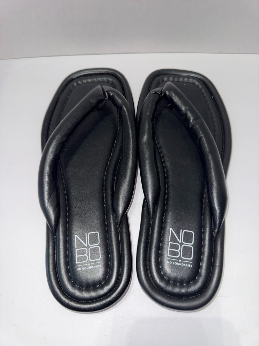 No Boundaries Black Padded Thong Sandals
